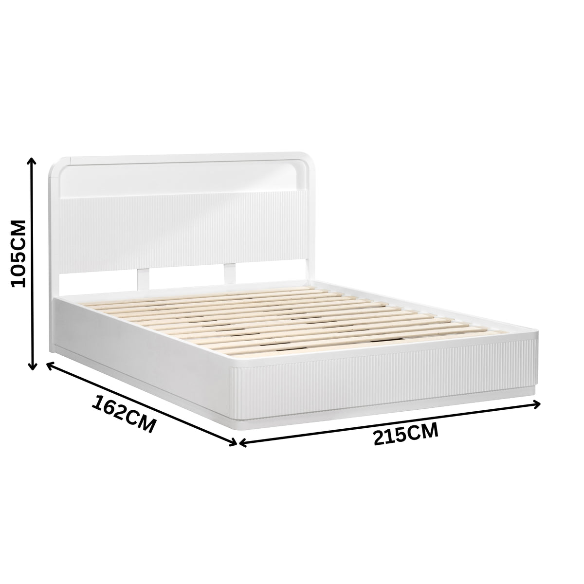 Manna Queen Bed Fluted Frame White