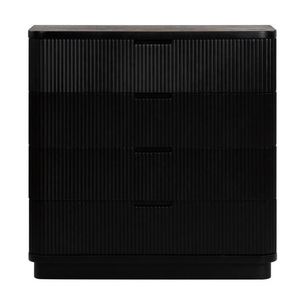 Manna Tallboy Fluted Chest of Drawer Black