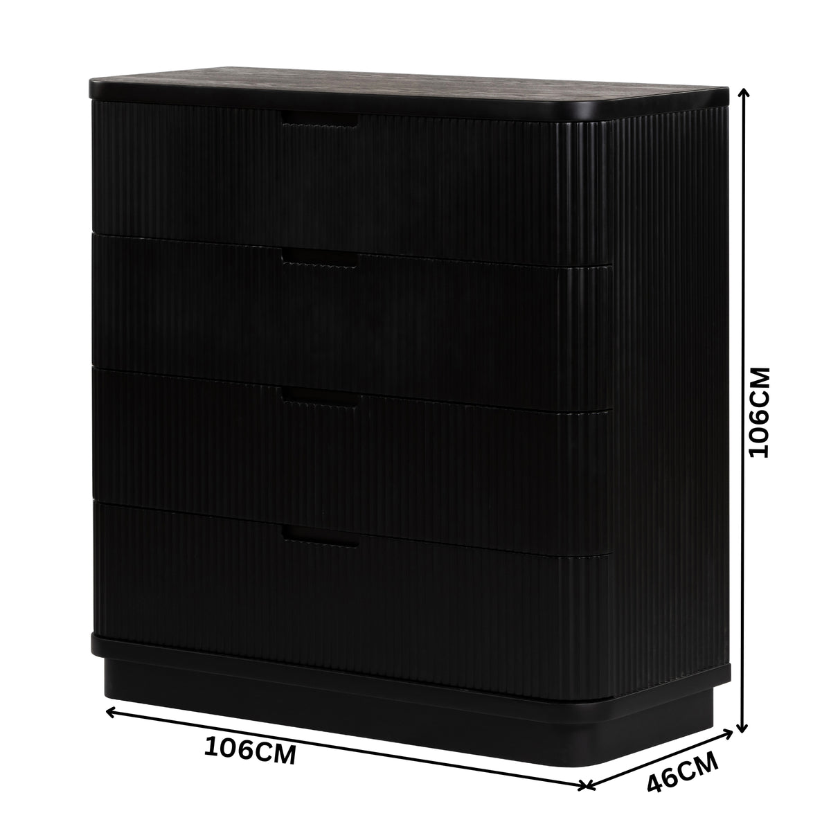 Manna Tallboy Fluted Chest of Drawer Black