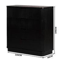 Manna Tallboy Fluted Chest of Drawer Black
