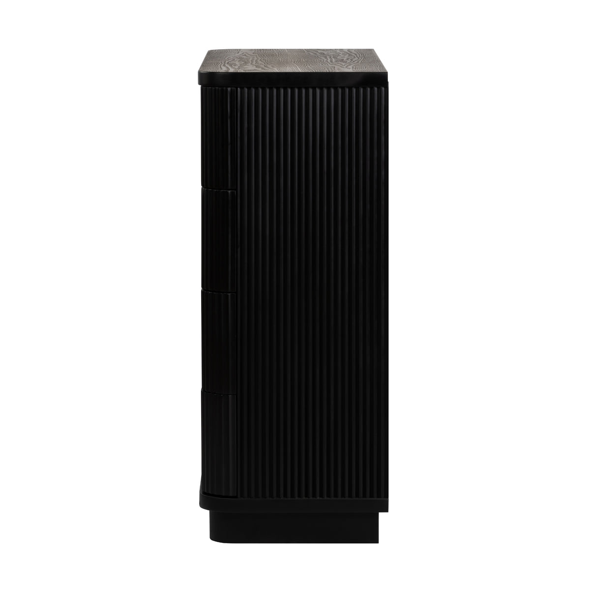 Manna Tallboy Fluted Chest of Drawer Black