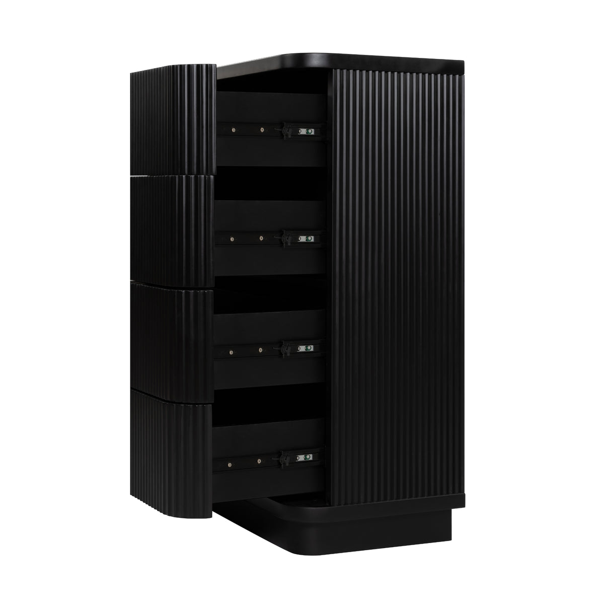 Manna Tallboy Fluted Chest of Drawer Black