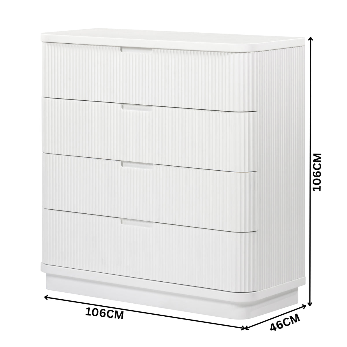 Manna Tallboy Fluted Chest of Drawer White