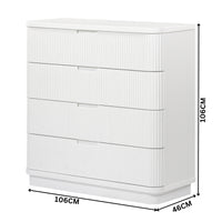Manna Tallboy Fluted Chest of Drawer White