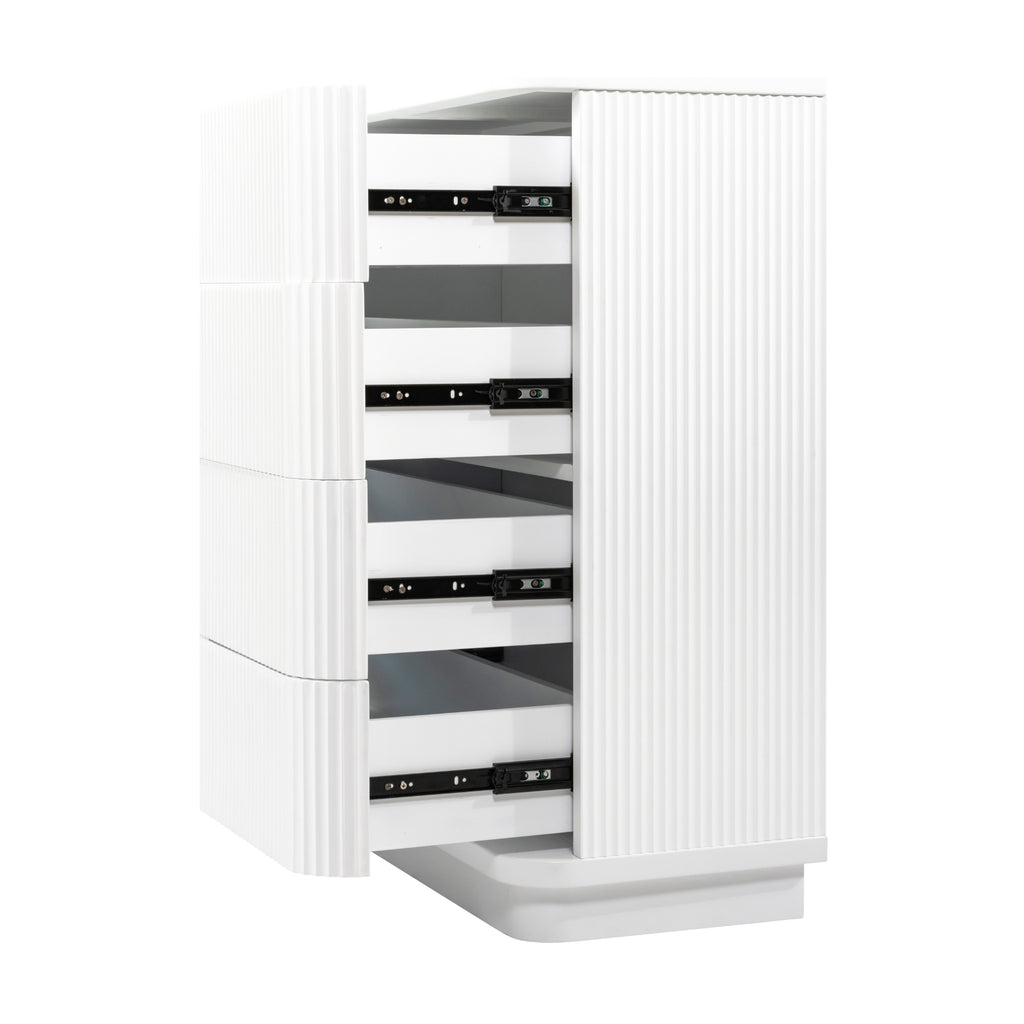 Manna Tallboy Fluted Chest of Drawer White