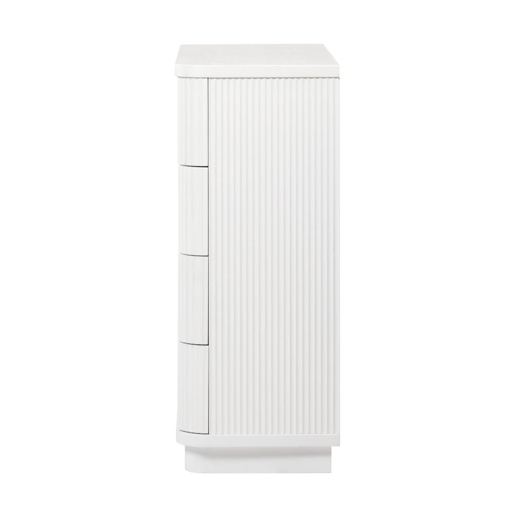 Manna Tallboy Fluted Chest of Drawer White