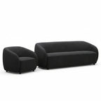 Marcel 1 + 3  Set Seater Armchair Boucle Fabric Sofa Charcoal