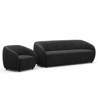 Marcel 1 + 3  Set Seater Armchair Boucle Fabric Sofa Charcoal