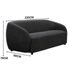 Marcel 1 + 3  Set Seater Armchair Boucle Fabric Sofa Charcoal