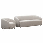 Marcel 1 + 3  Set Seater Armchair Boucle Fabric Sofa Quartz Beige