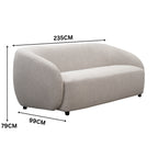 Marcel 1 + 3  Set Seater Armchair Boucle Fabric Sofa Quartz Beige