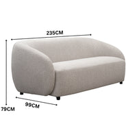 Marcel 1 + 3  Set Seater Armchair Boucle Fabric Sofa Quartz Beige
