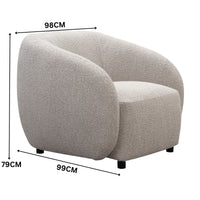 Marcel 1 + 3  Set Seater Armchair Boucle Fabric Sofa Quartz Beige