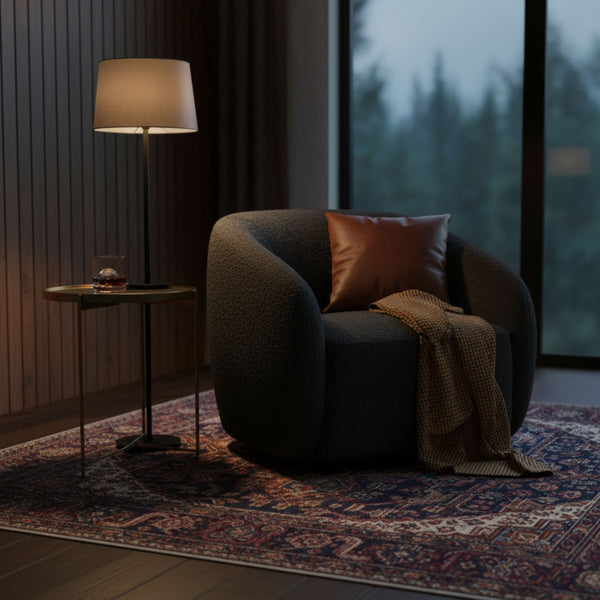 Marcel 1 Seater Armchair Boucle Fabric Sofa Charcoal