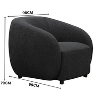 Marcel 1 Seater Armchair Boucle Fabric Sofa Charcoal
