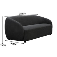 Marcel 3 Seater Boucle Fabric Sofa Charcoal
