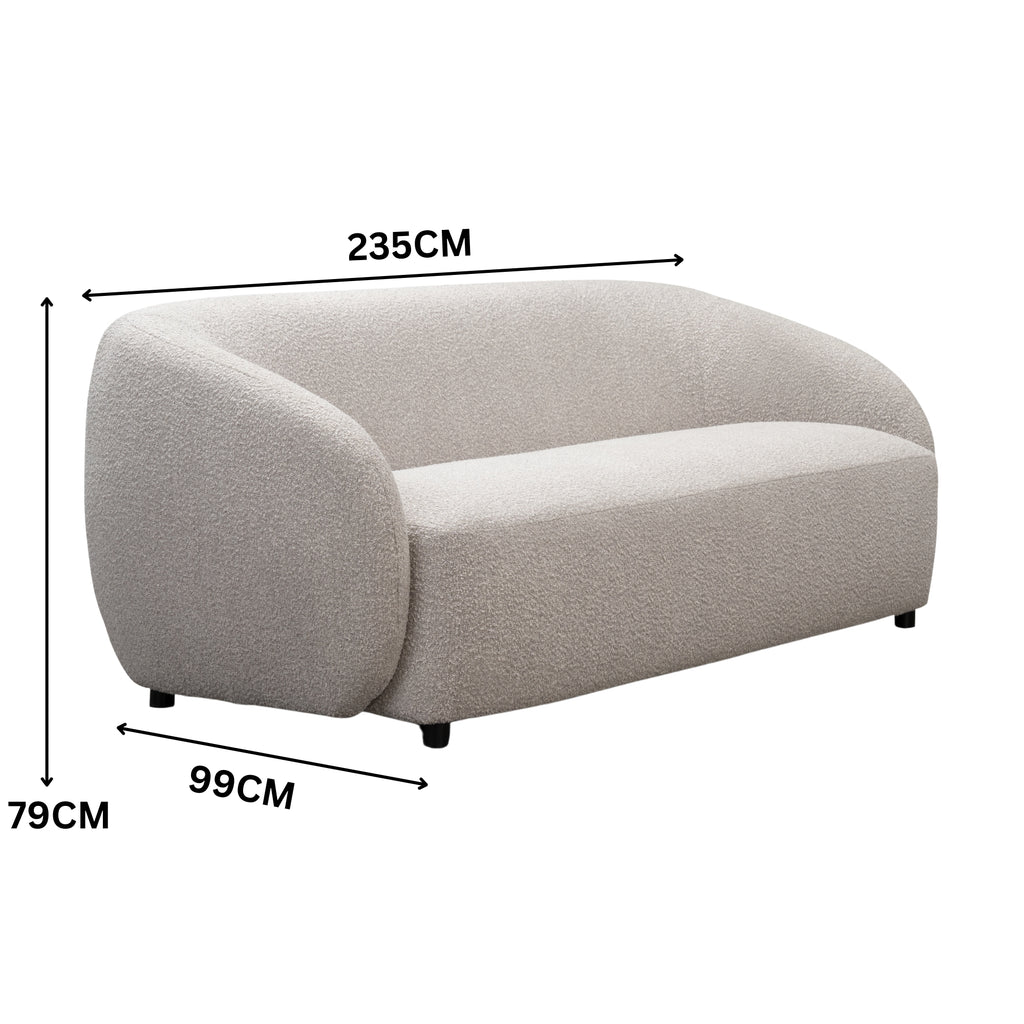 Marcel 3 Seater Boucle Fabric Sofa Quartz Beige