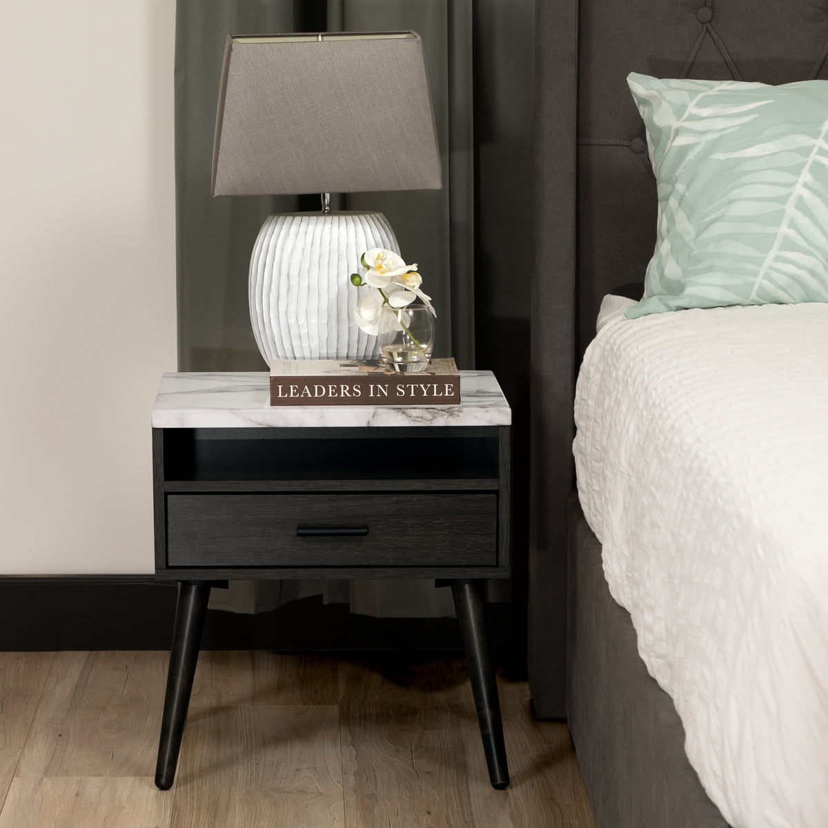 Marcello Bedside Table Nightstand Side End Bedroom Storage Cabinet Dark Brown