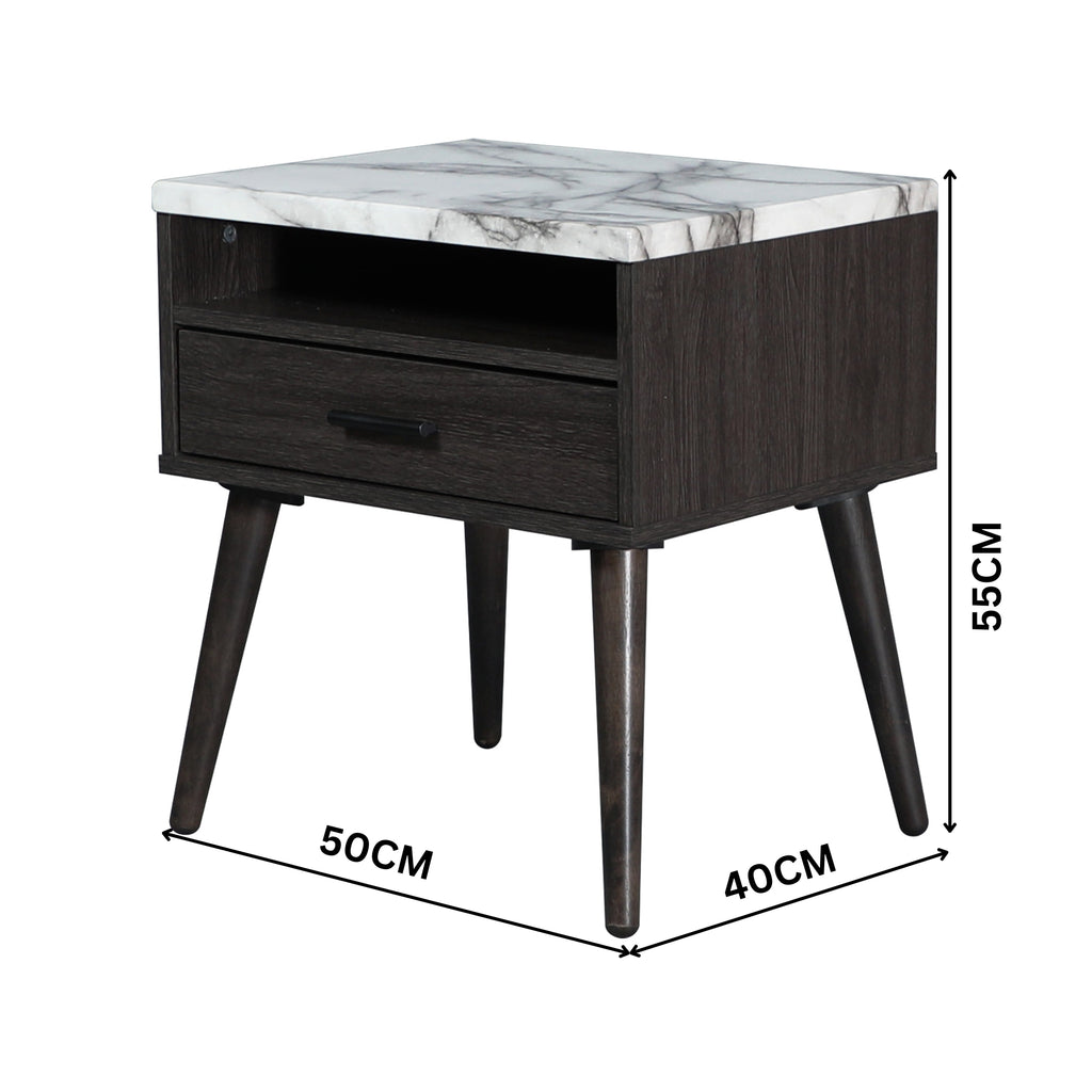 Marcello Bedside Table Nightstand Side End Bedroom Storage Cabinet Dark Brown