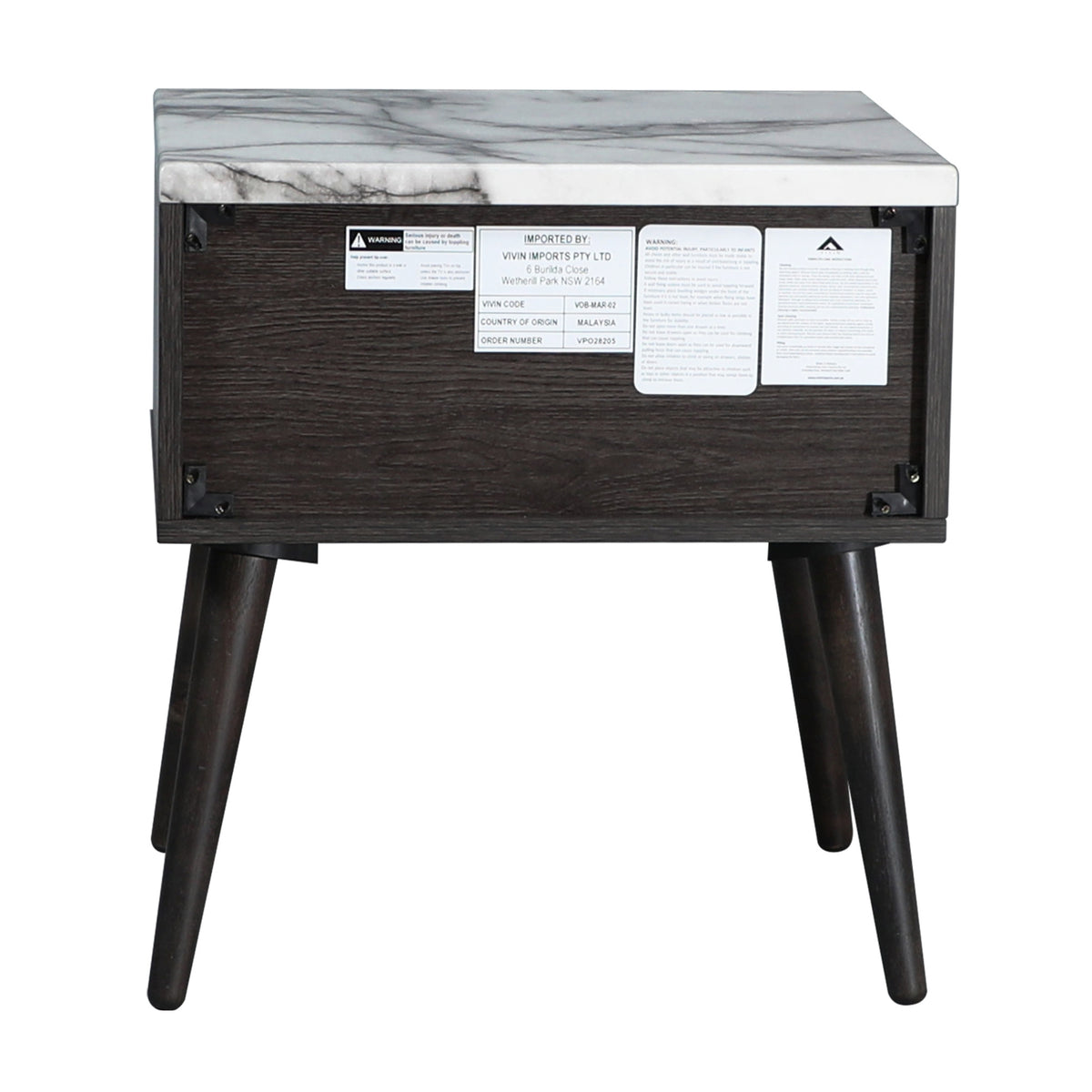 Marcello Bedside Table Nightstand Side End Bedroom Storage Cabinet Dark Brown