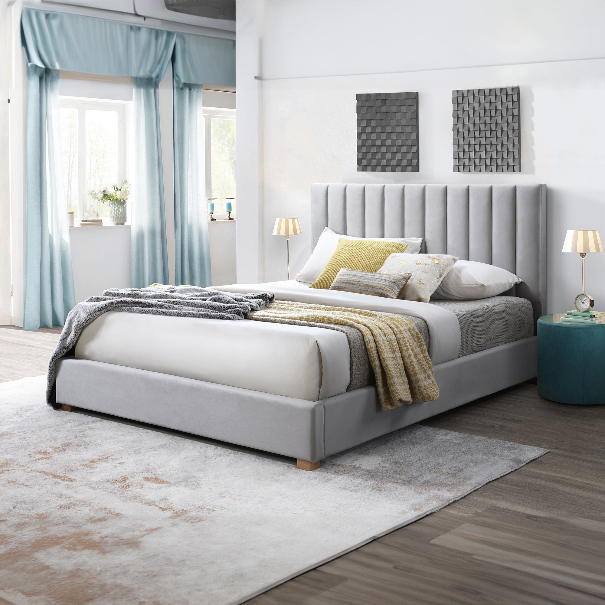 Marcus Double Bed Frame Light Grey – Divano Furniture