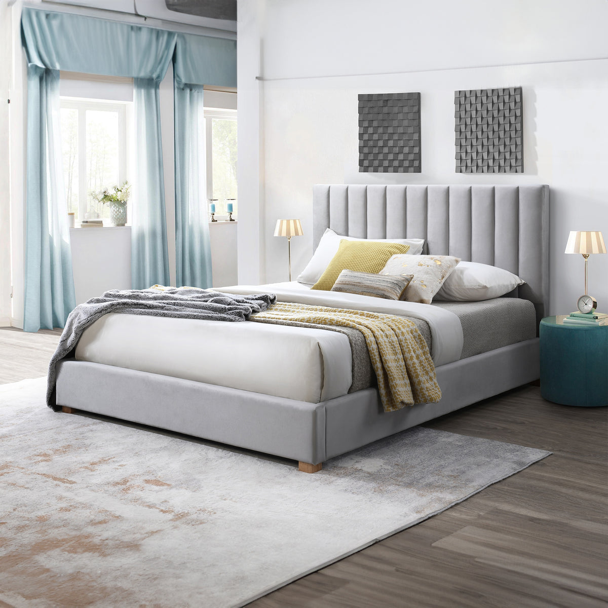 Marcus Queen Bed Frame Light Grey