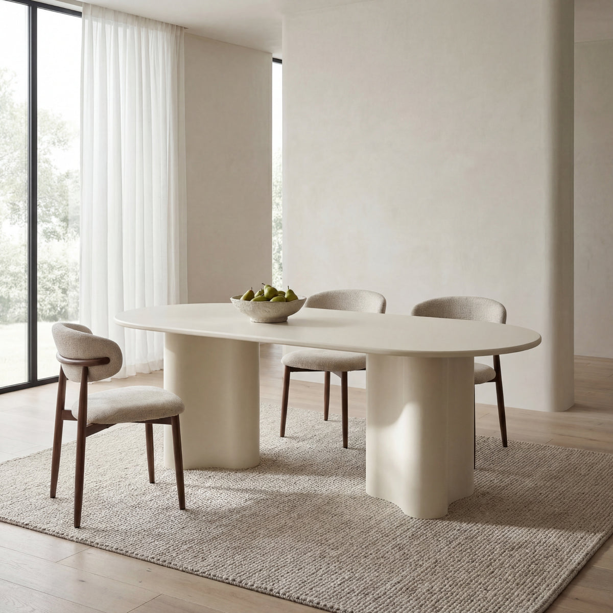 Marina 220cm Oval Dining Table Ivory White – Divano Furniture