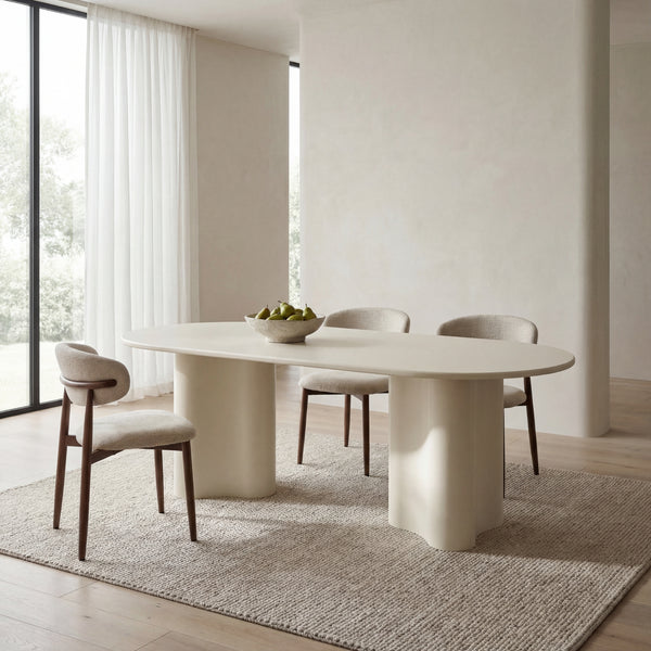 Marina 220cm Oval Dining Table Ivory White