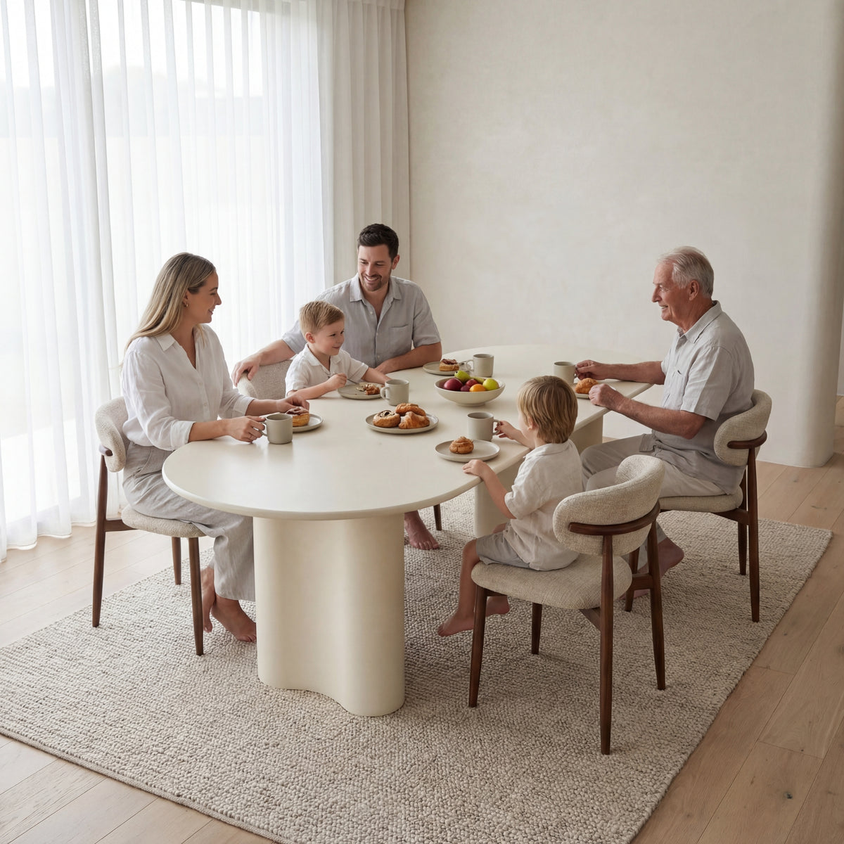 Marina 220cm Oval Dining Table Ivory White