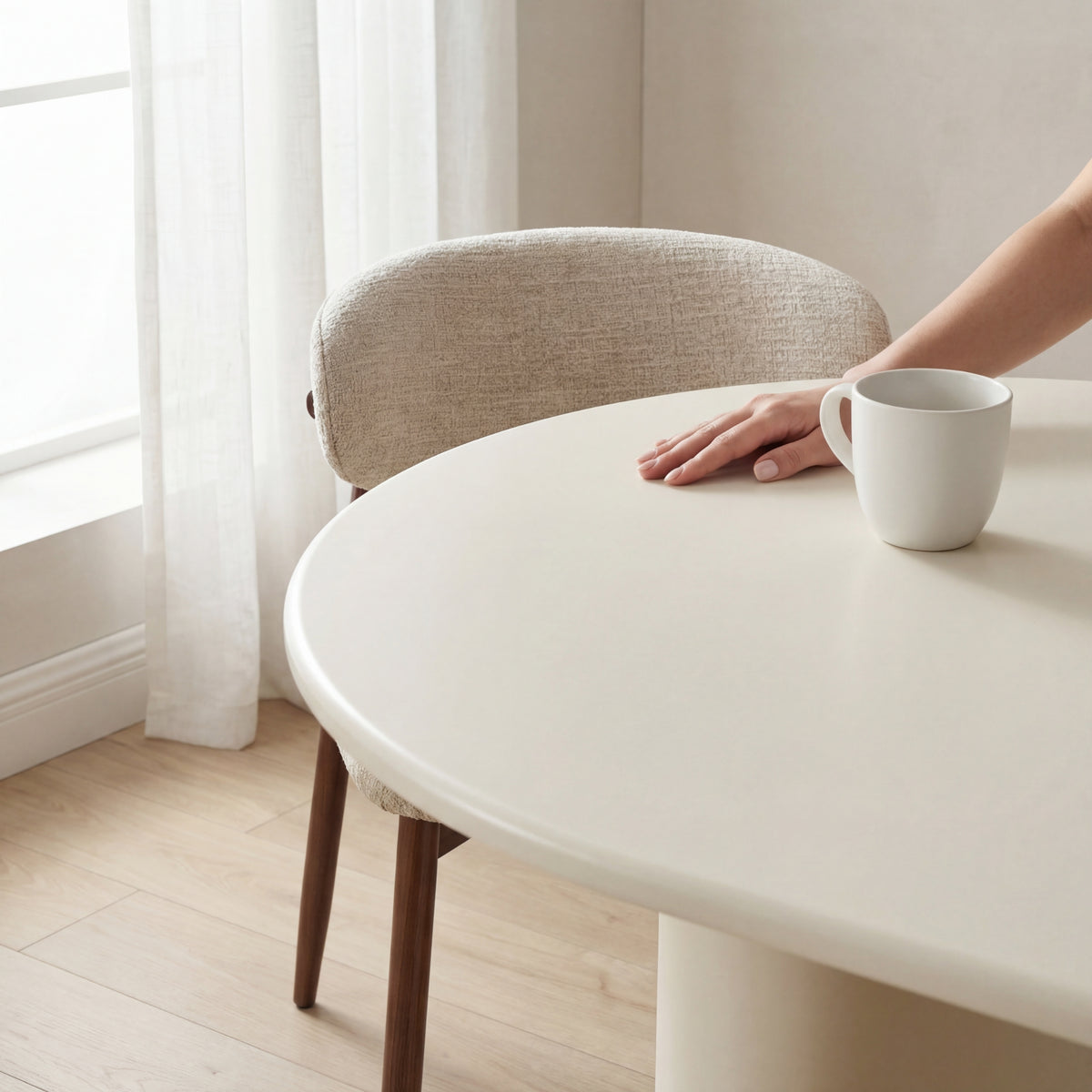 Marina 220cm Oval Dining Table Ivory White