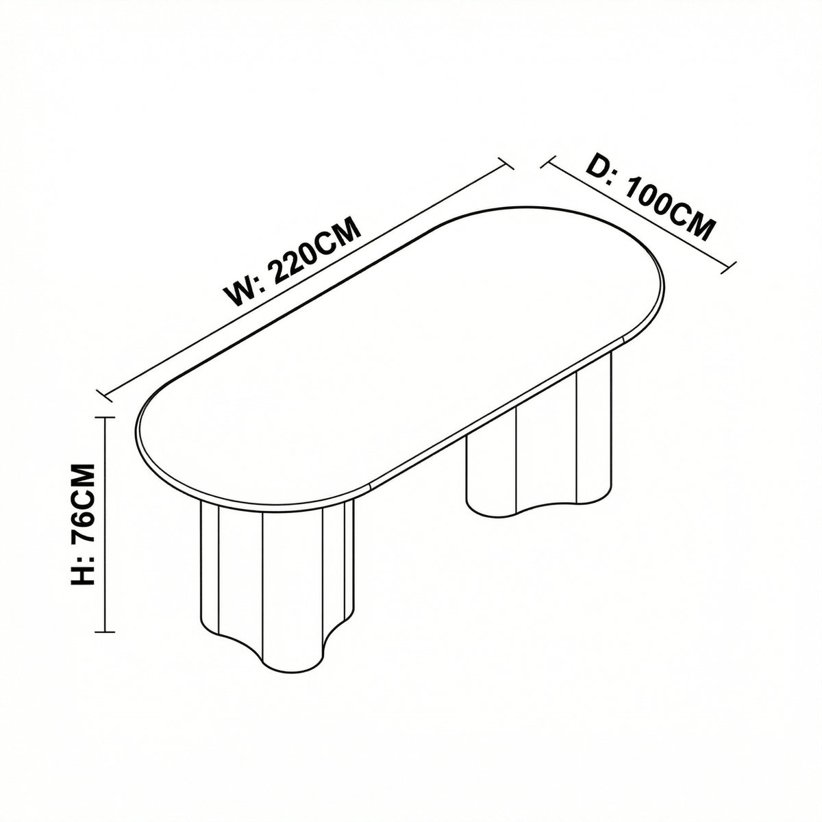 Marina 220cm Oval Dining Table Ivory White