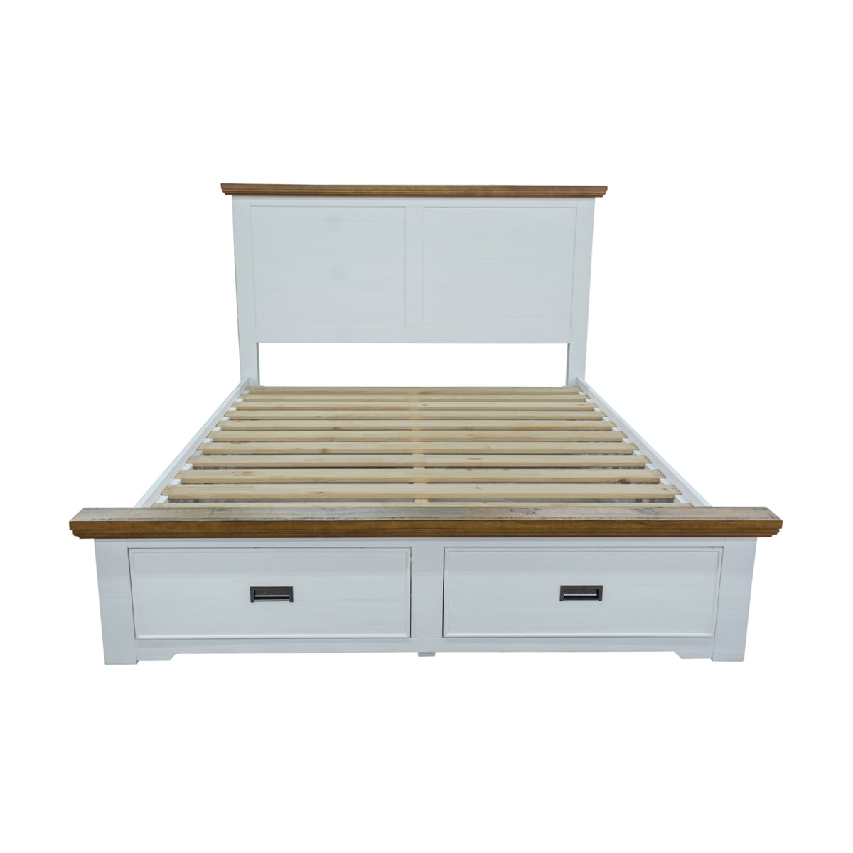 Marline Queen Bed Frame Drawer Storage Oak White