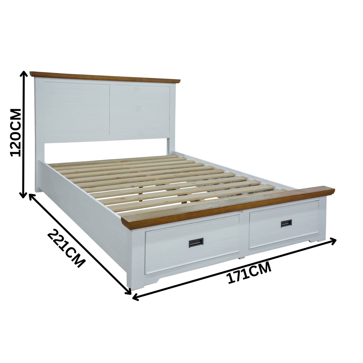 Marline Queen Bed Frame Drawer Storage Oak White