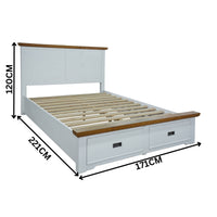 Marline Queen Bed Frame Drawer Storage Oak White