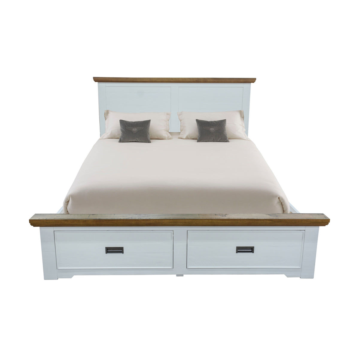 Marline Queen Bed Frame Drawer Storage Oak White