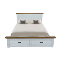 Marline Queen Bed Frame Drawer Storage Oak White