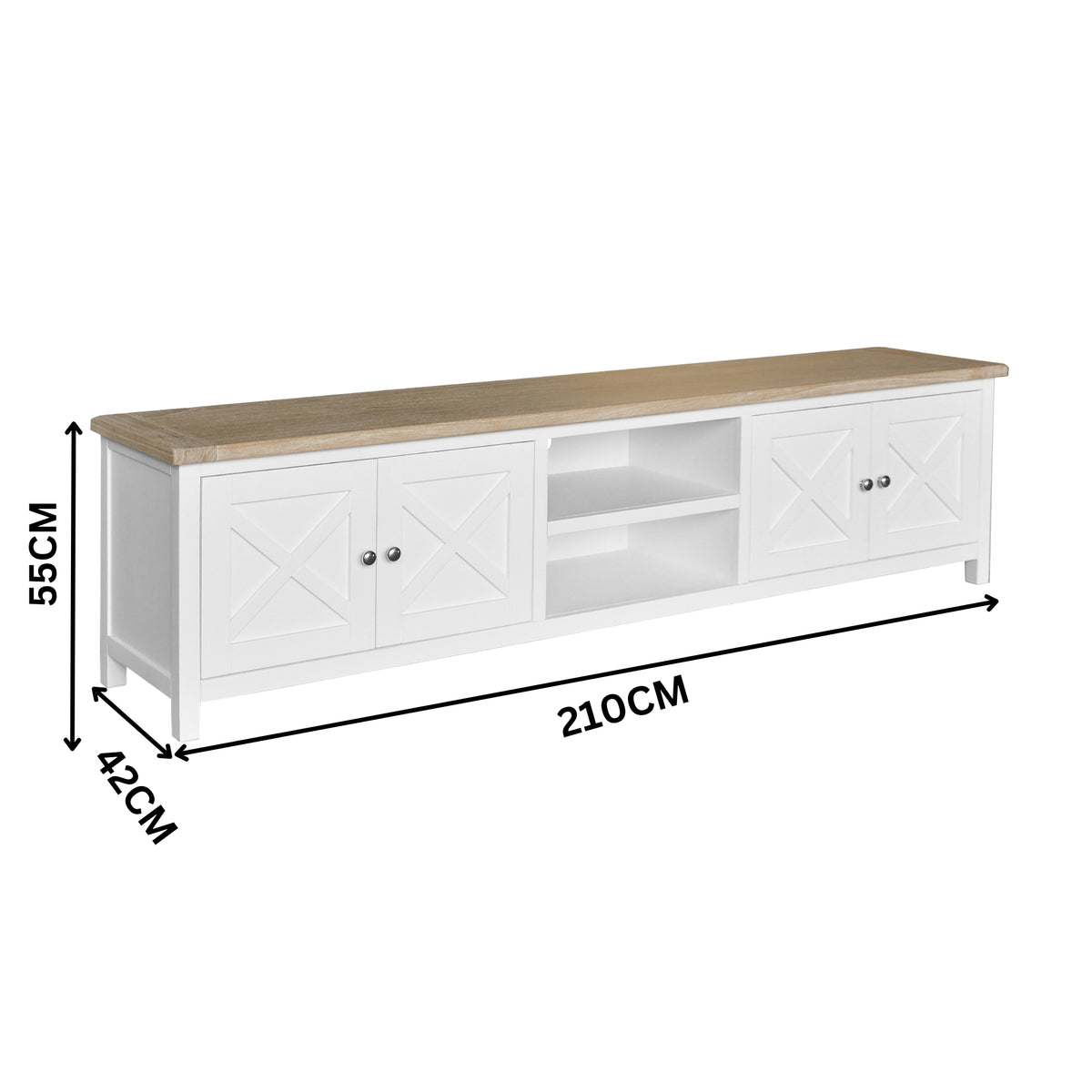 Marmalade Hampton 210cm ETU Entertainment TV Unit White Oak