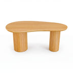 Marty 170cm Home Office Desk Natural, high three-quarter view on a white background showing the kidney-shaped top