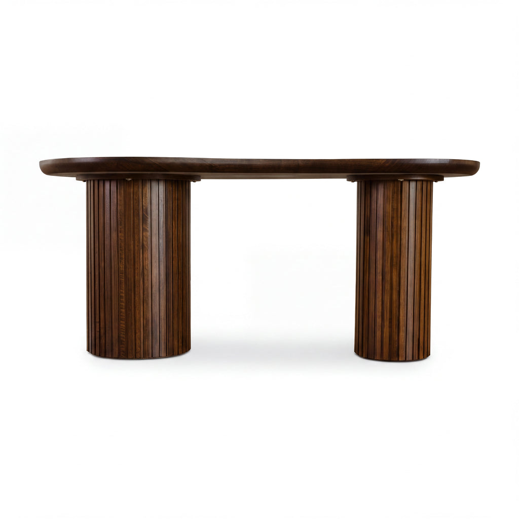Marty 170cm Home Office Desk Walnut, front view on a white background