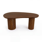 Marty 170cm Home Office Desk Walnut, high three-quarter view on a white background showing the kidney-shaped top
