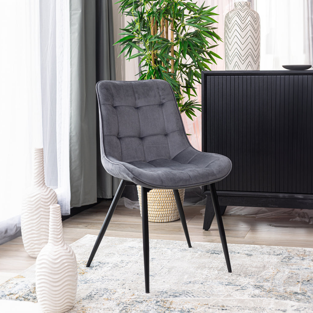 Mary 2pc Set Fabric Dining Chair Grey