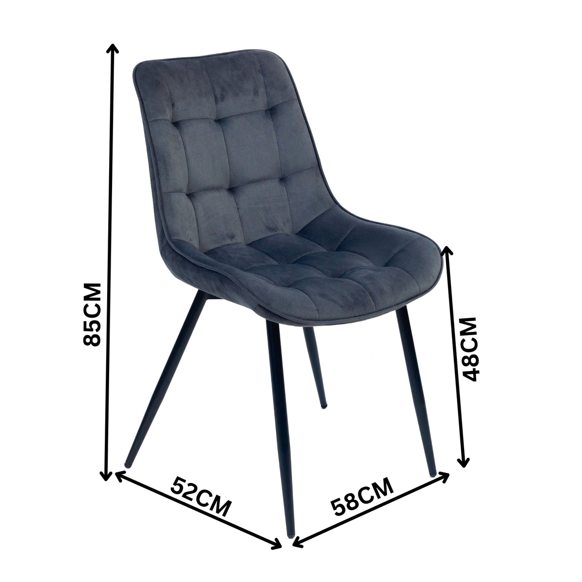 Mary 2pc Set Fabric Dining Chair Grey