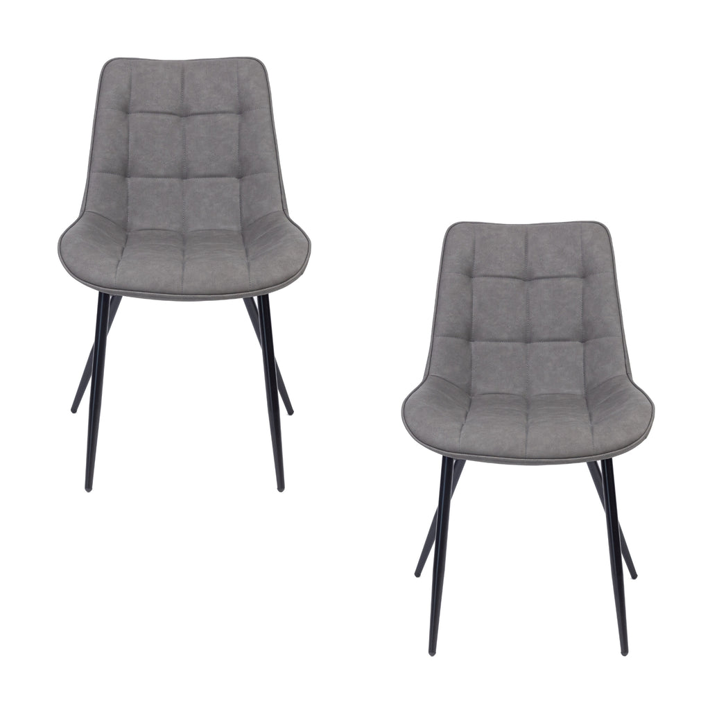 Mary 2pc Set PU Dining Chair Grey