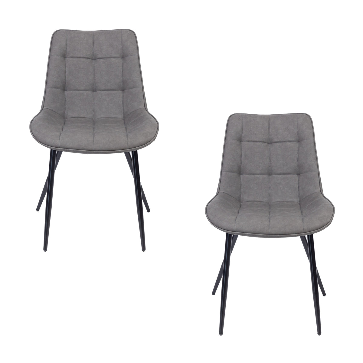 Mary 2pc Set PU Dining Chair Grey