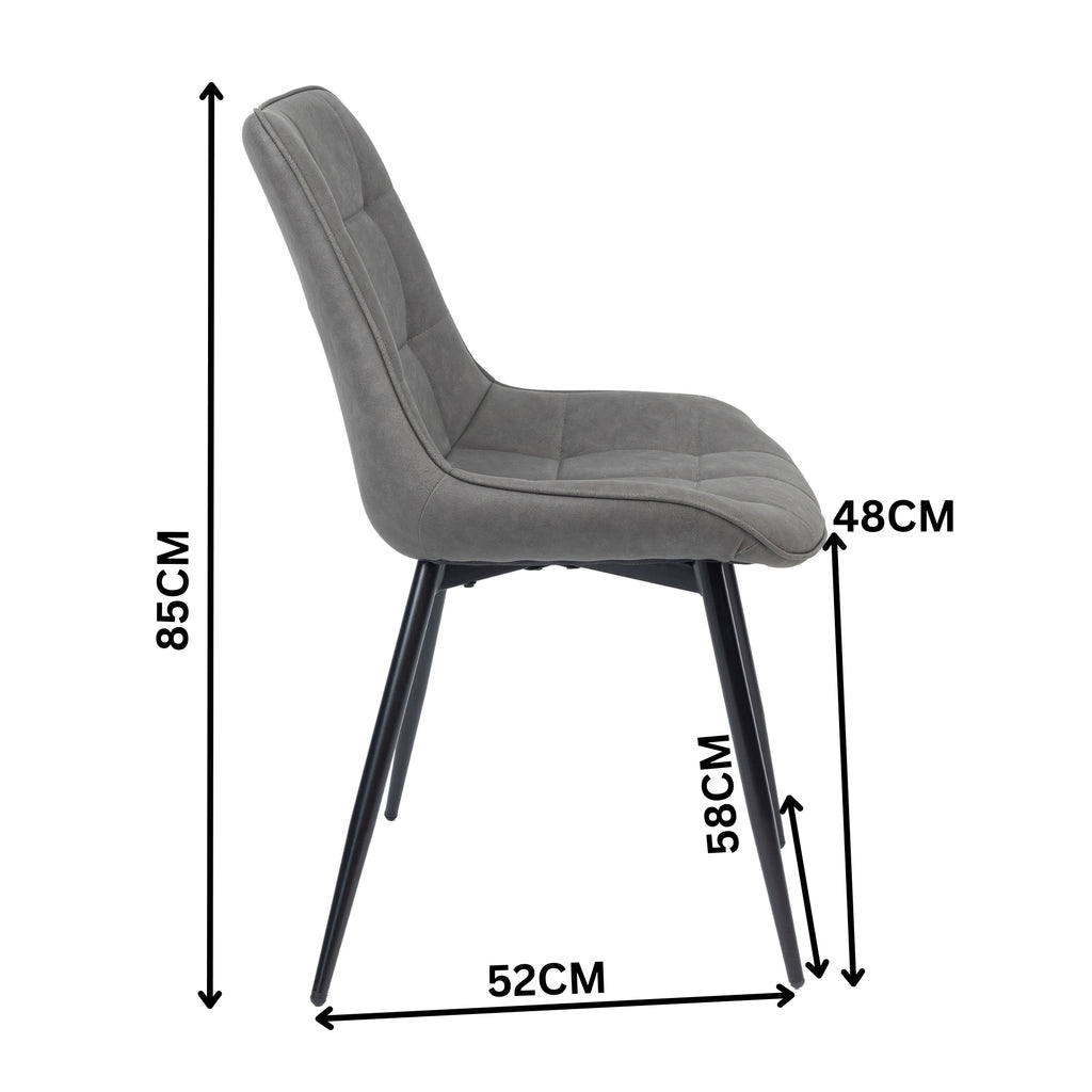 Mary 2pc Set PU Dining Chair Grey