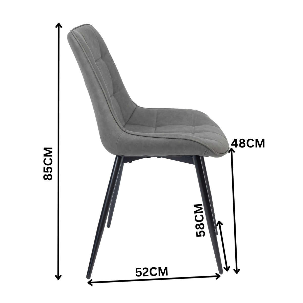 Mary 2pc Set PU Dining Chair Grey
