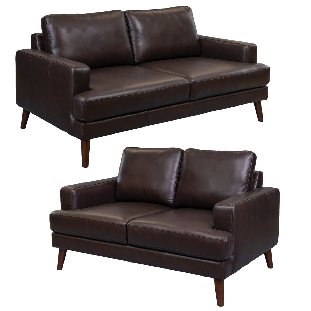 Matilda 2 + 3 Seater Leather Sofa Set Chocolate 