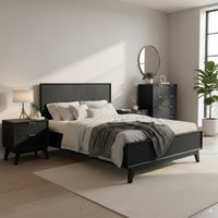 Matilda 4pc King Bed Suite Bedside Tallboy Frame Set Black