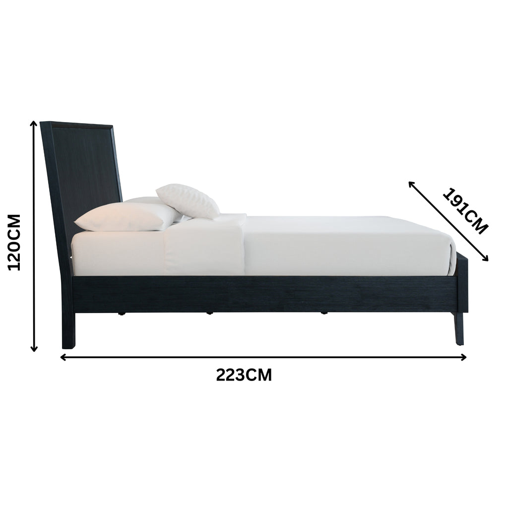 Matilda 4pc King Bed Suite Bedside Tallboy Frame Set Black