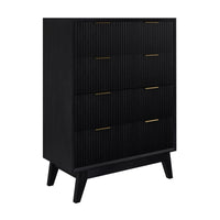 Matilda 4pc King Bed Suite Bedside Tallboy Frame Set Black